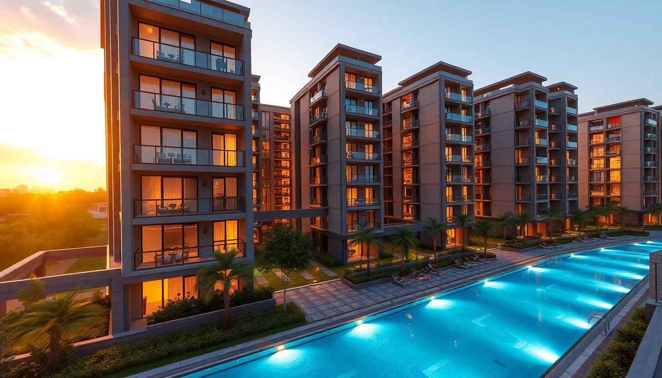 Modern luxury apartment building