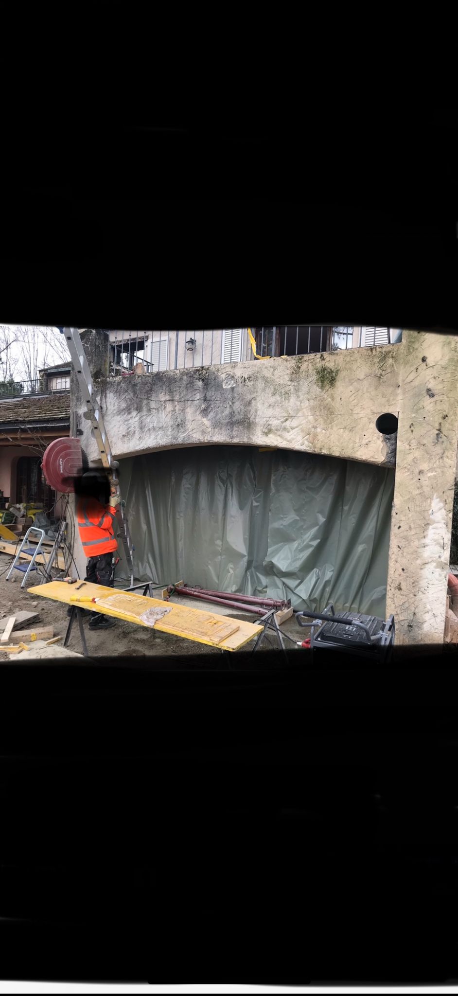 Sciage ouverture en arc dans mur béton – Canton de Vaud