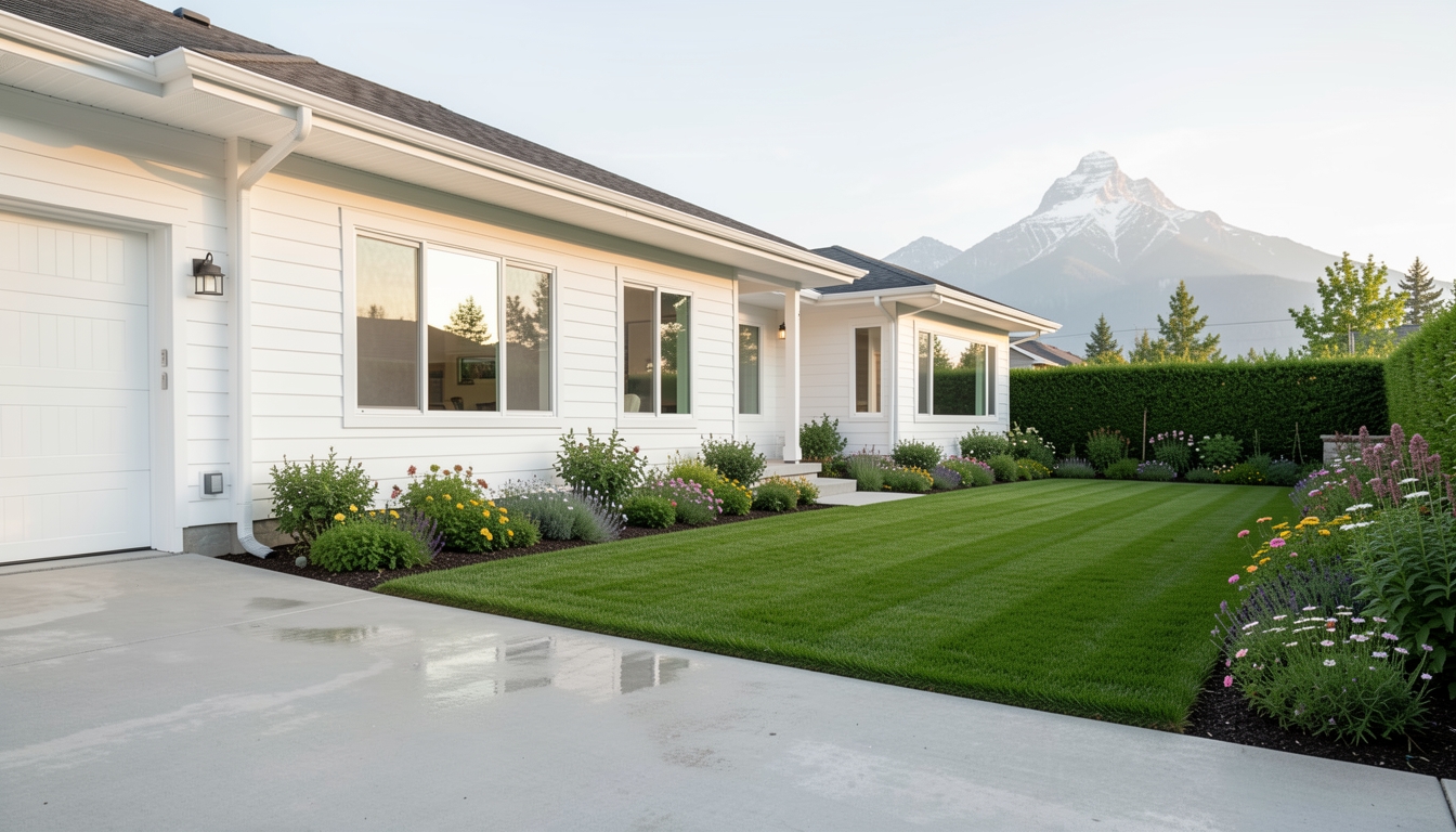 Pristine home exterior at golden hour