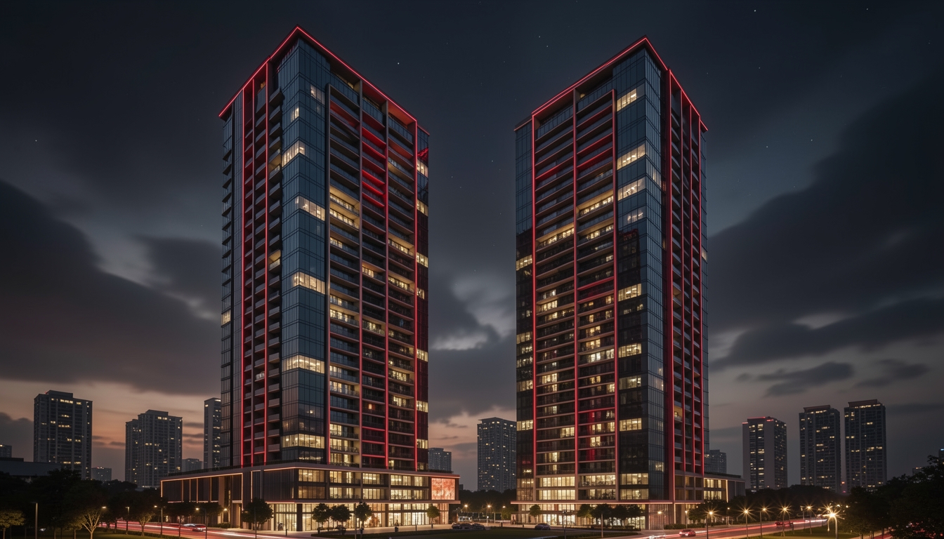 Lamborghini Residences Gurgaon — luxury residential towers at night