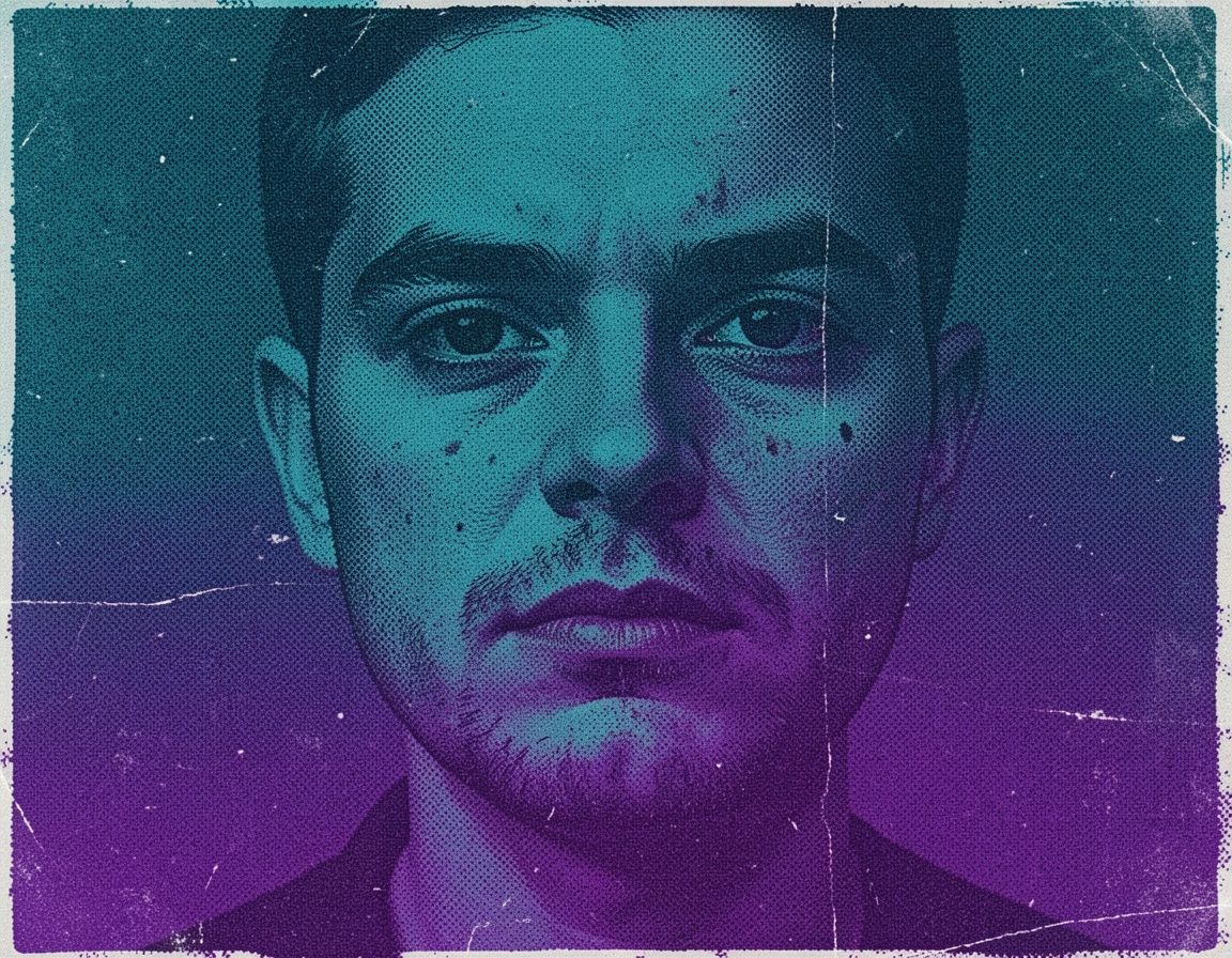 Cyan purple silk-screen poster background