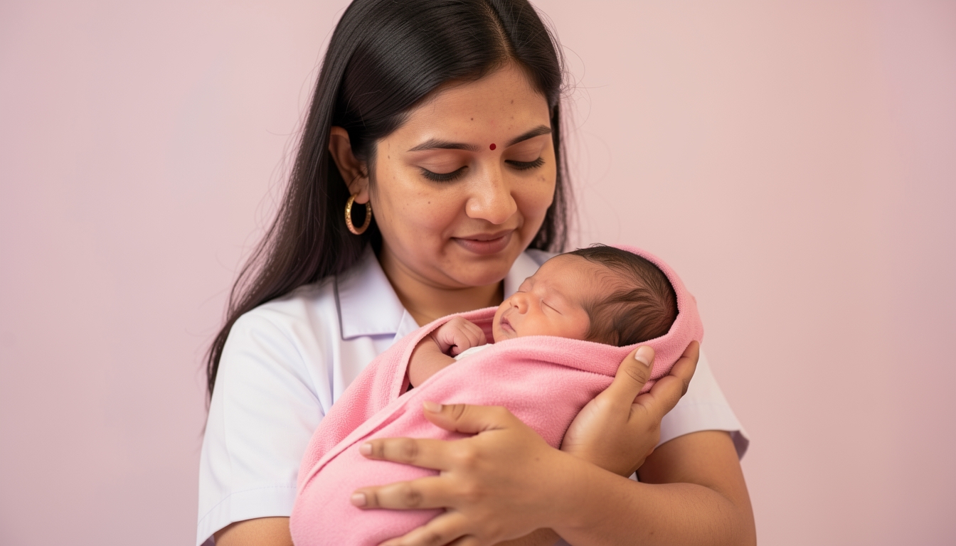 Mother and newborn baby at Dr. Gadekar Maternity Home