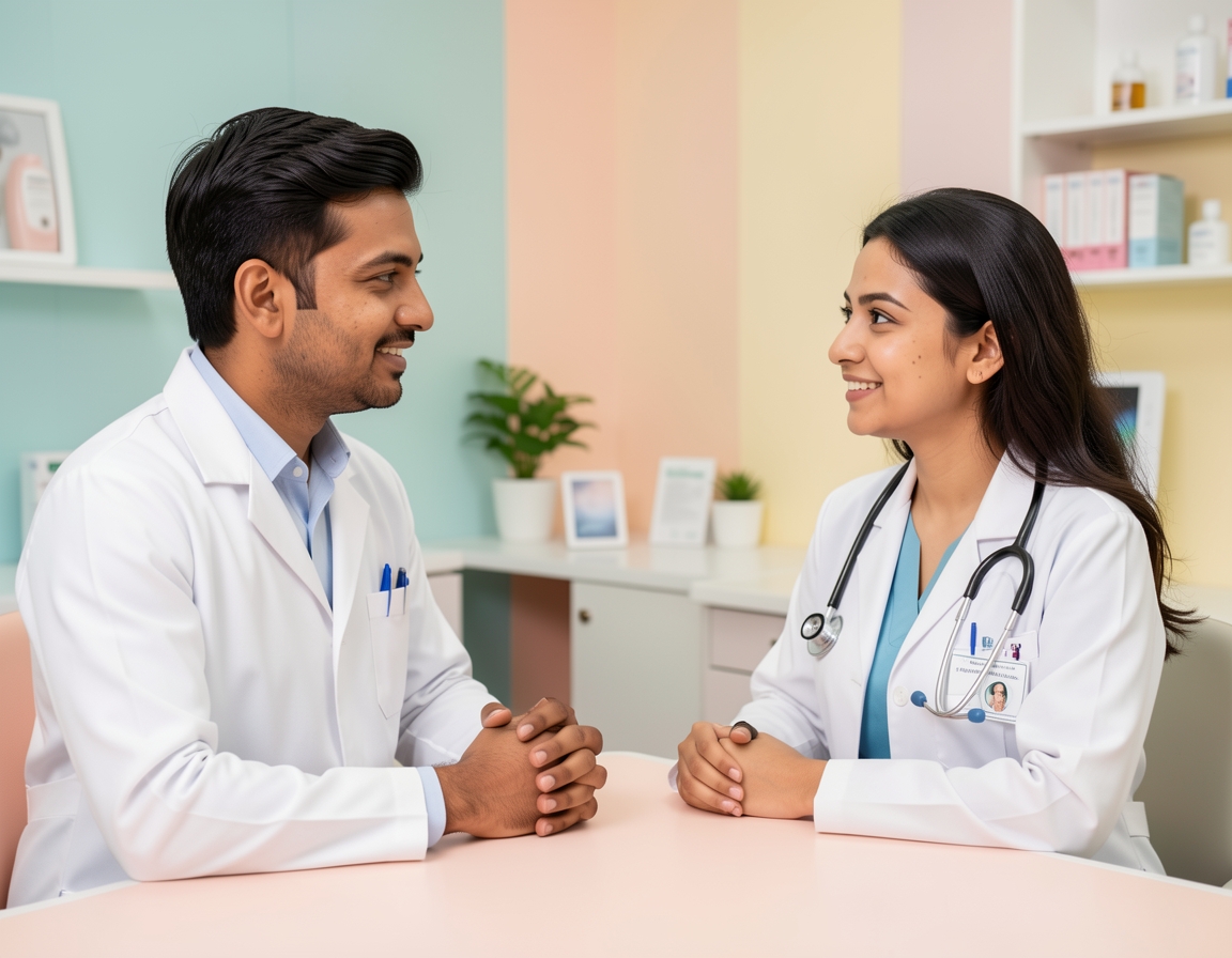 Dr. Gadekar consulting with patient