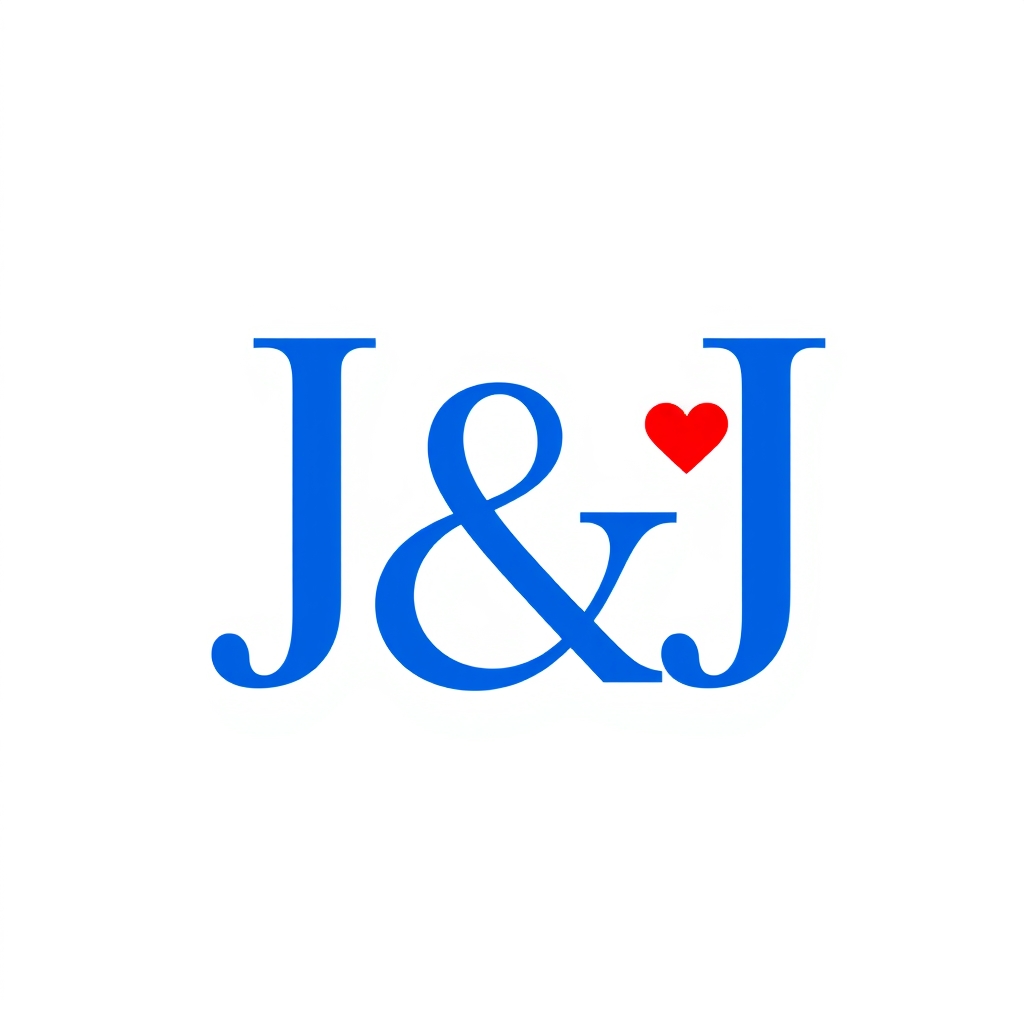 J&J logo with love accent in royal blue
