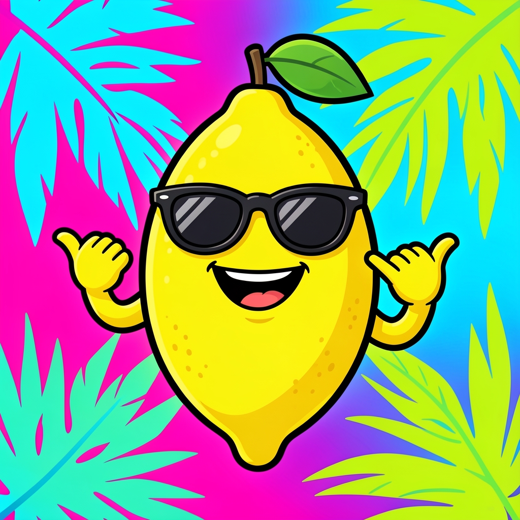 Shaka Squeeze lemon mascot making a shaka hand sign