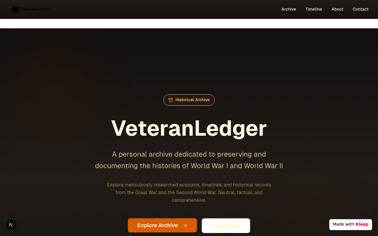 World War website example