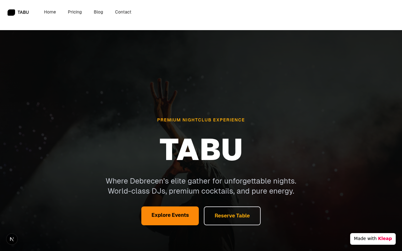 TABU Debrecen website example