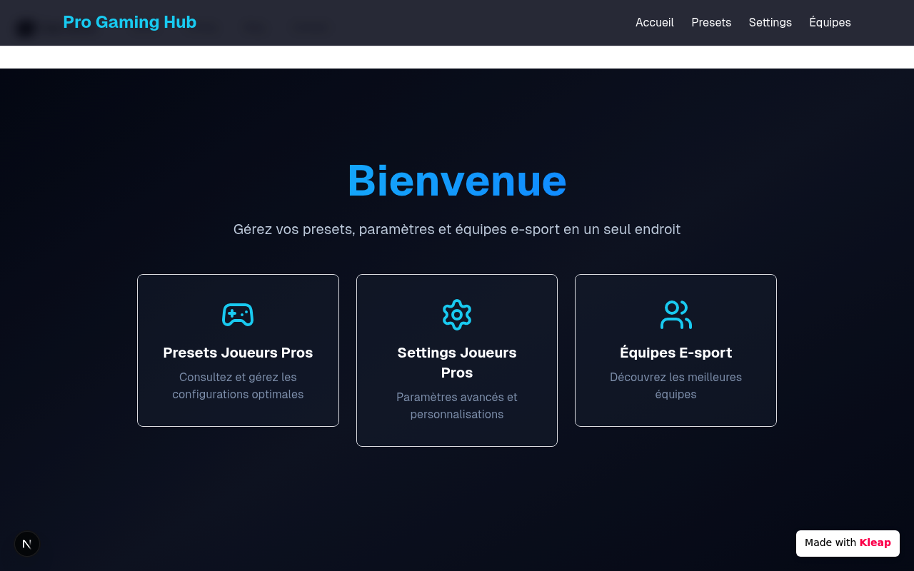 Presets joueurs pros website example