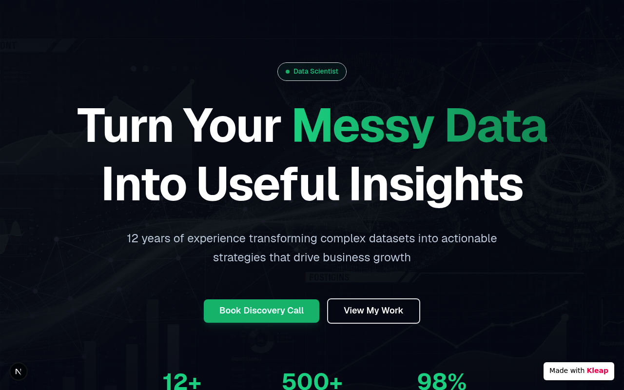 Key Sections website example