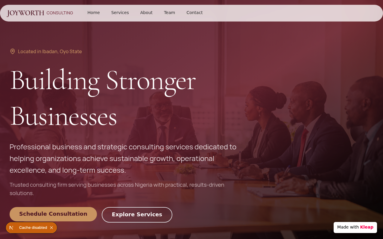 Joyworthconsulting website example