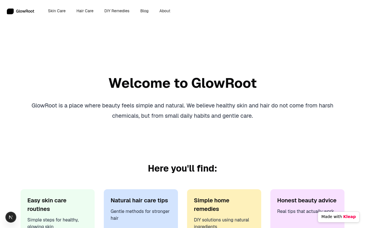 GlowRoot website example