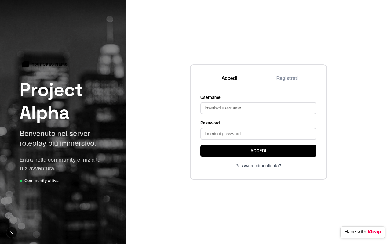 Project Alpha website example