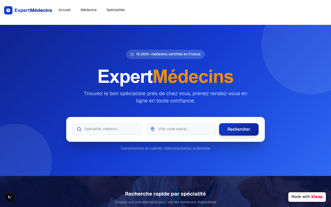 ExpertMédecins website example